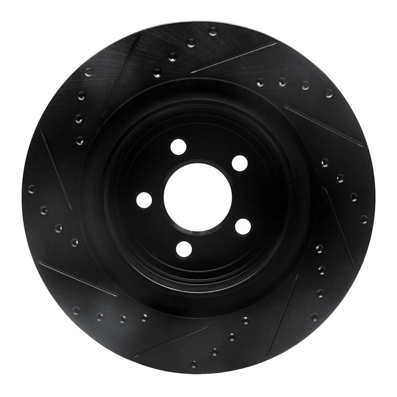 Dodge Charger Brake Rotor (1) - Rear Right - R1 Concepts - Drilled & Slotted - Black - `06-`23